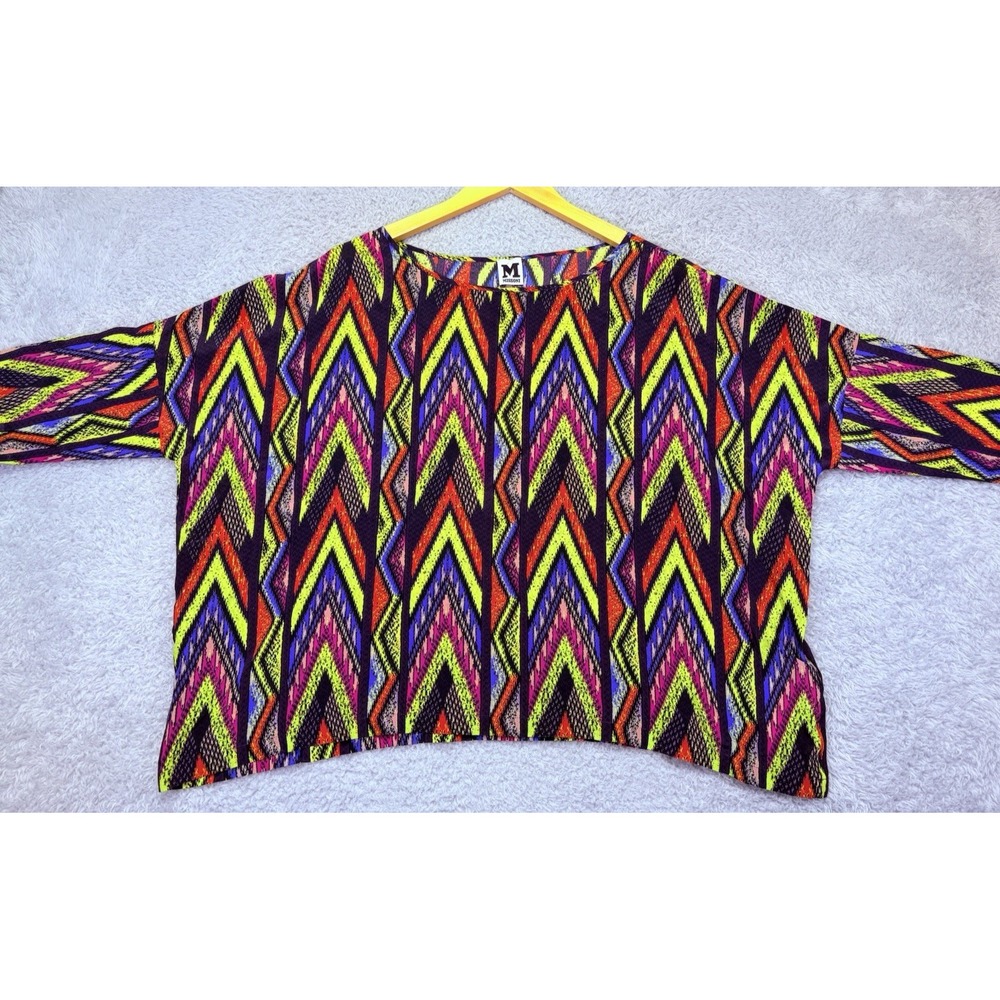 Missoni Womens Top Silk Abstract Multicolor Zig Zag Medium Luxury Boxy Oversized - Picture 4 of 13